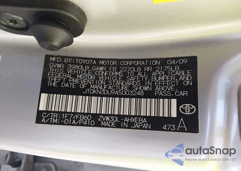 2010 Toyota Prius Iii z USA, uszkodzony, nr VIN JTDKN3DU9A5003248